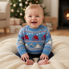K1598: Baby Christmas Blue Fairisle Jumper (0-9 Months)